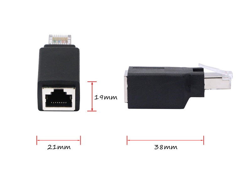 CERRXIAN RJ45 Ethernet LAN Male to Female Cat5 / Cat5e / Cat6 Crossover Adapter(2-Pack),Black (Straight) - Image 3
